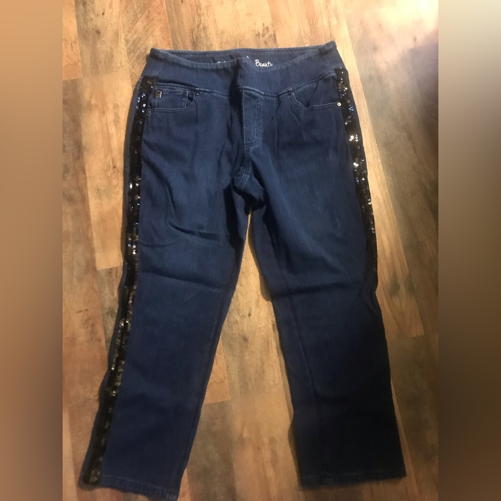 Blue jeans with sequins